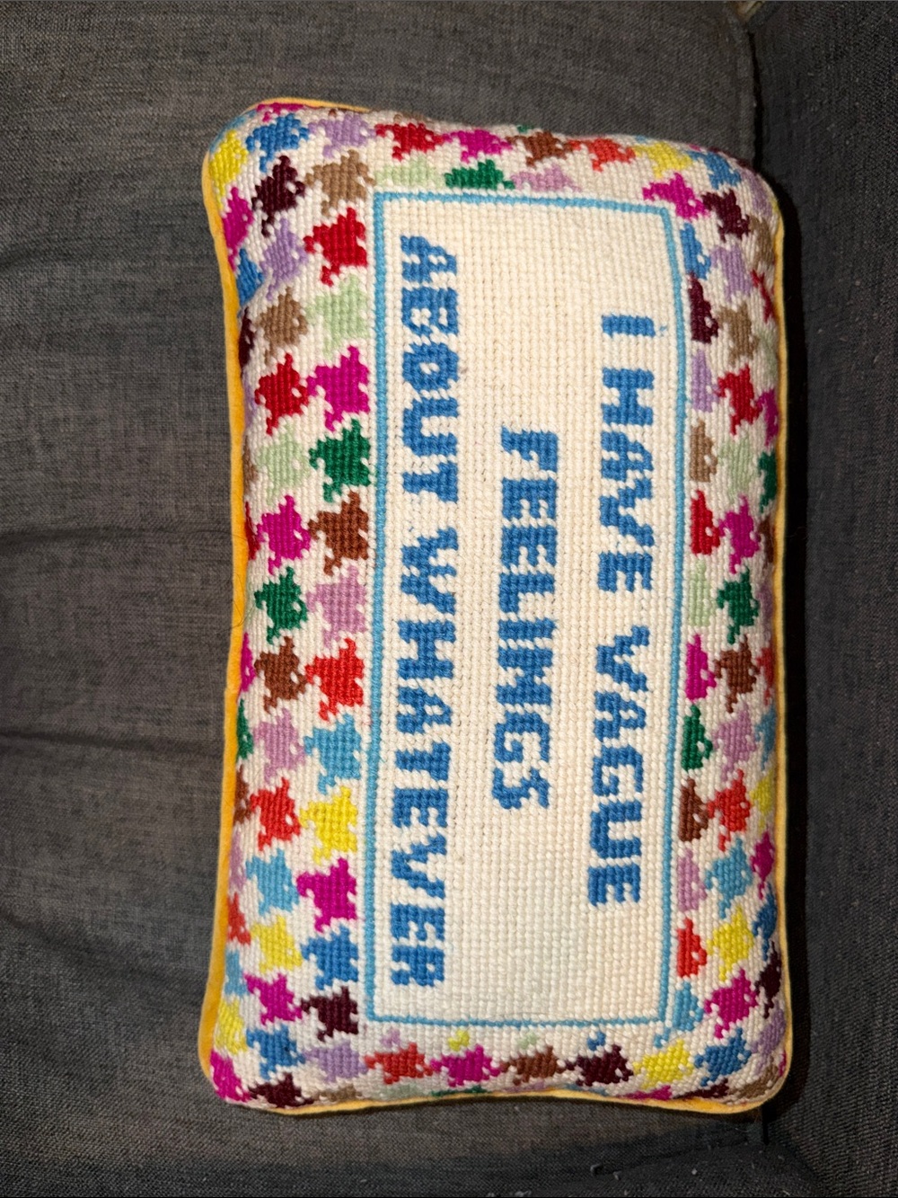 Furbish Studio ‘I Have Vague Feelings About Whatever’ Needlepoint Pillow - Picture 6 of 6
